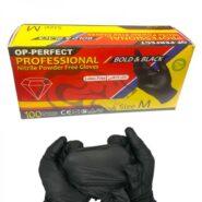 دستکش نیتریل مشکی بدون پودر اوپی پرفکت Nitrile powder free gloves OP PERFECT